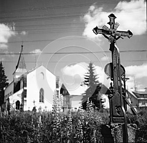 A cemetery at the village Kvilda in the Czech Republic photo