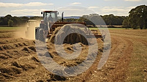 A Photo of a Hay Rake Gathering Hay