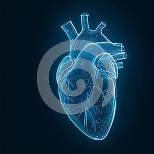 Photo Heart shaped wireframe design on blue backdrop, symbolizing interconnectedness