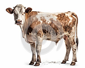 photo of heifer bovine isolated on white background. Generative AI