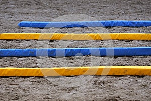 Photo in horizontal position of hurdles for riding trainings