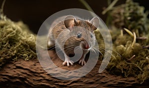 photo of house mouse in its natural habitat. Generative AI
