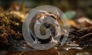 photo of house mouse in its natural habitat. Generative AI