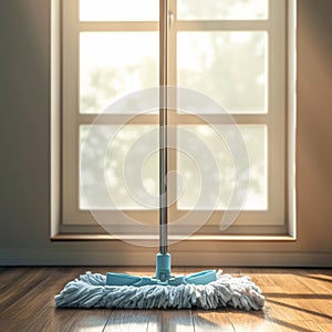 Photo Household cleanliness Conceptual image of floor mop and bucket