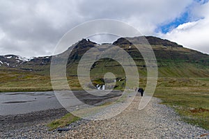 Iceland Landscape View of Fields, Vegatation, Montains, Lakes, Rivers, - Europe photo