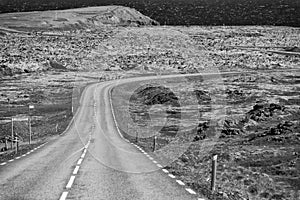 Iceland Road Roads Landscape View of Fields, Vegatation, Montains, Lakes, Rivers, - Europe photo