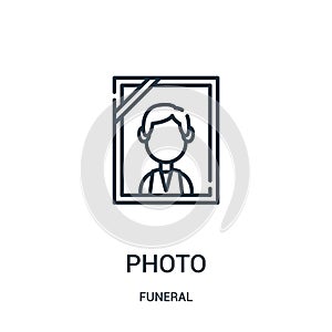 photo icon vector from funeral collection. Thin line photo outline icon vector illustration. Linear symbol for use on web and