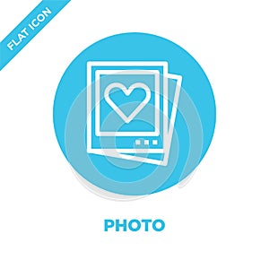 photo icon vector from love collection. Thin line photo outline icon vector  illustration. Linear symbol for use on web and mobile