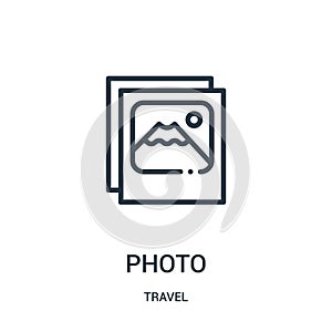 photo icon vector from travel collection. Thin line photo outline icon vector illustration. Linear symbol for use on web and