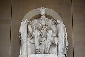 Iconic statue of Abraham Lincoln in the Lincoln Memorial in Washington, D.C