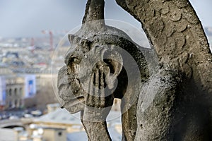 Notre Dame de paris Church cathedral detail, Photo image a Beautiful panoramic view of Paris Metropolitan City