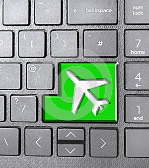 green aeroplane jet holiday vacation symbol keyboard key icon button language comms people photo