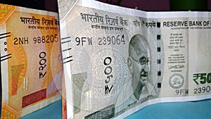 Photo of Indian currency Bank note five hundred and two hundred rupees