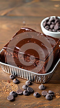 Photo Indulgent chocolate cake with luscious ganache topping, dessert perfection