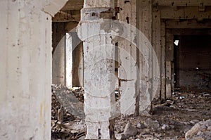 Photo inside a destroyed and abandoned factory