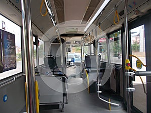 Inside A Empty Public Transportation Bus