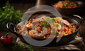 Photo Jambalaya has a deep brownish red color photo