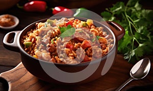Photo Jambalaya has a deep brownish red color photo