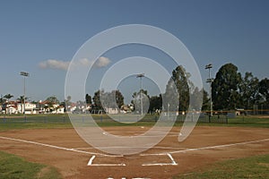 Kid sized empty baseball field at a park
