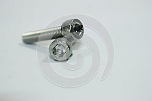 photo of L bolt from M6 size stainless steel on a white background