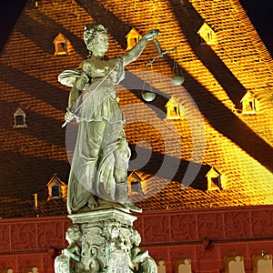 Photo of lady Justice statue in Frankfurt city