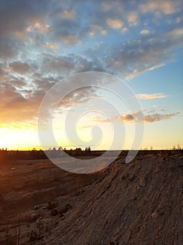 photo, landscape, spring sunset, on the background