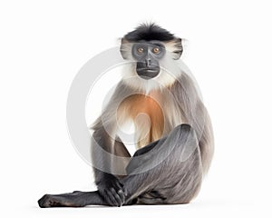 photo of langur isolated on white background. Generative AI