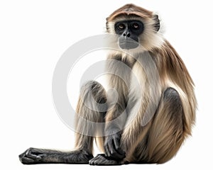 photo of langur isolated on white background. Generative AI