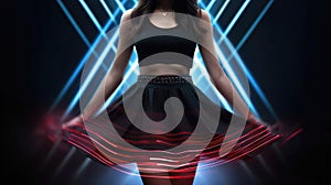 Photo With Led Aline Skirt Black Blurred Background. Generative AI photo