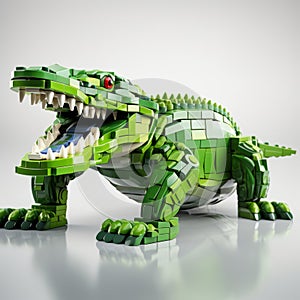 Bold And Dramatic Lego Alligator Aggressive Digital Illustration In Vray Tracing photo