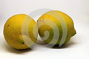 Photo of lemons  over a white background