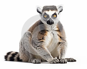 photo of lemur isolated on white background. Generative AI