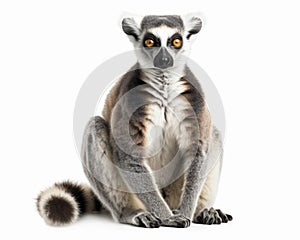 photo of lemur isolated on white background. Generative AI