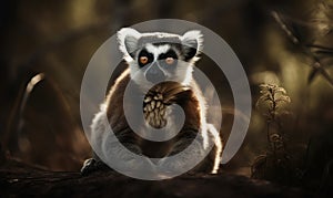 photo of lemur in its natural habitat. Generative AI