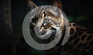 photo of leopard cat in its natural habitat. Generative AI