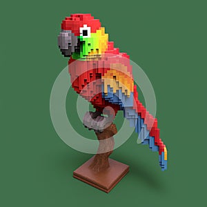 Farbistý papagáj roztomilý znak v sochárstvo štýl 