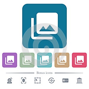 Photo library flat icons on color rounded square backgrounds photo