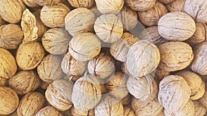 Lots of inshell walnuts texture