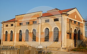 Photo made at the building that houses the dewatering that is located in the town of Bovolenta in the province of Padua in Veneto