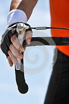 Photo of Man With His Hand on His Bicycle`s Brake