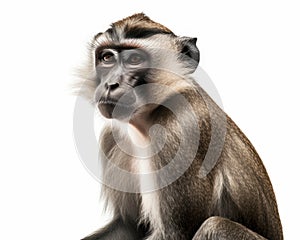 photo of mangabey isolated on white background. Generative AI