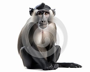 photo of mangabey isolated on white background. Generative AI