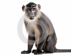 photo of mangabey isolated on white background. Generative AI