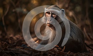 photo of mangabey in its natural habitat. Generative AI