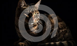 photo of Manx cat on black background. Generative AI