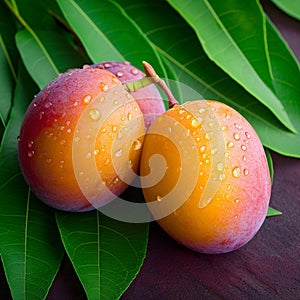 Photo Marian plum allure resembling plum, tastes like mango on banana leaf