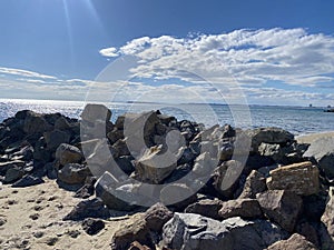 Photo of marine nature, sea, landscape, stones.