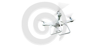 Photo Matte Generic Design Modern Remote Control Air Drone Flying with action camera. Isolated on Blank White Background photo