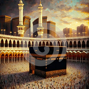 Photo mekkah Kabah Hajj Muslims Eid Aladha ai generator