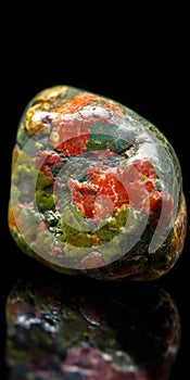 Photo of the mineral stone unakite close-up, macro. Generative AI